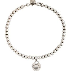 Tiffany & Co. Silver Bead Bracelet with Heart Charm